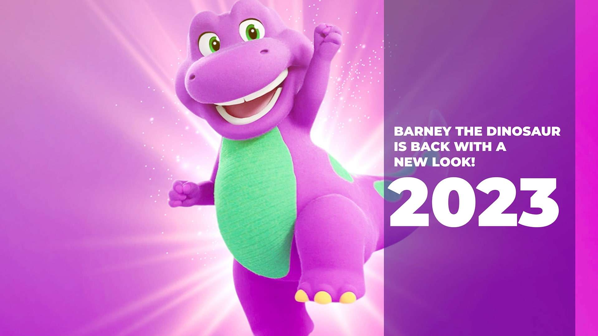 BARNEY THE DINOSAUR IS BACK WITH A NEW LOOK